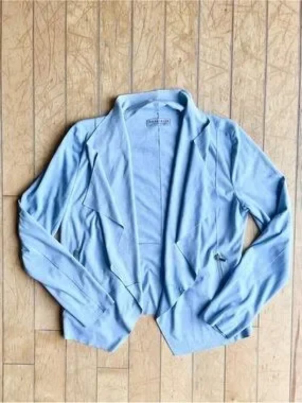 Bagatelle Soft Blue Suede Feel Draped Open Blazer Cardigan Size Small